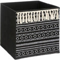 Cesta Decorativa Five Etnic Con frange 31 x 31 x 31 cm Nero Poliestere Plastica