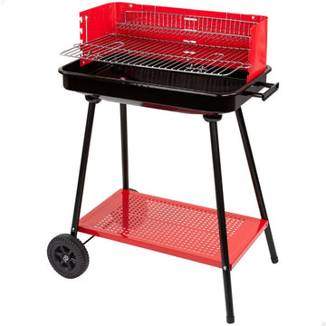 Barbecue a Carboni con Ruote Aktive Acciaio Plastica Metallo smaltato 66 x 85 x 44 cm Rosso