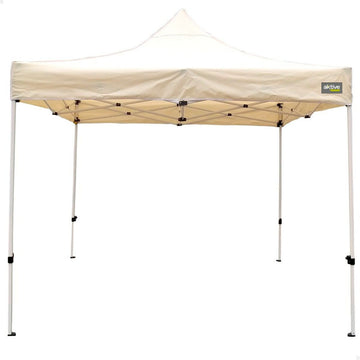 Gazebo Aktive Pieghevole Altezza regolabile Acciaio Poliestere 420D Oxford Crema 300 x 320 x 300 cm