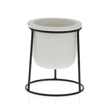 Vaso Versa Bianco Metallo Ceramica Plastica Quadrato Minimalista 10,5 x 14,5 x 10,5 cm