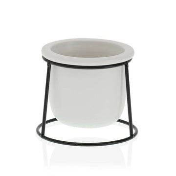 Vaso Versa Bianco Metallo Ceramica Plastica Rotondo Minimalista 10,5 x 11,5 x 10,5 cm