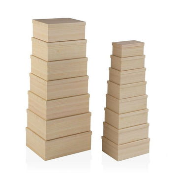 Set di Scatole per Sistemare Impilabili Versa Legno Cartone 15 Pezzi 35 x 16,5 x 43 cm