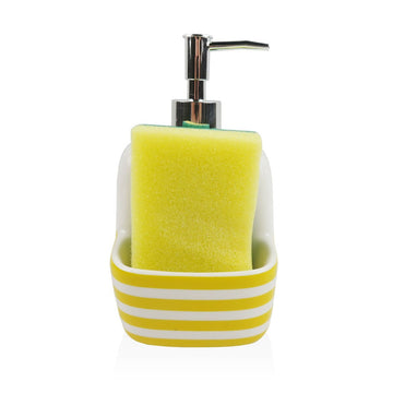 Dispenser di Sapone Versa Giallo Ceramica Righe 9,4 x 17,8 x 10,5 cm