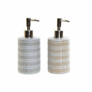 Dispenser di Sapone DKD Home Decor 7,2 x 8 x 18 cm Grigio ABS Gres Boho (2 Unità)