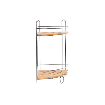 Scaffale ad Angolo DKD Home Decor Naturale Bambù Metallo cromato inossidabile 2 Mensole 19,5 x 19,5 x 36,5 cm