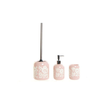 Set da Bagno DKD Home Decor 8 x 8 x 17,5 cm Ceramica Rosa Bianco