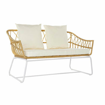 Divano da Giardino DKD Home Decor Bianco Metallo rattan sintetico (132 x 58 x 80 cm)