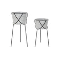 Set di Vasi DKD Home Decor Nero Grigio Metallo Ferro Quadrato 30 x 40 cm 37 x 37 x 82 cm (2 Unità)