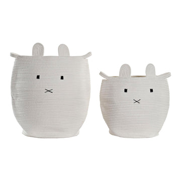 Set di Cesti DKD Home Decor Bianco Per bambini Animale 35 x 35 x 49 cm (2 Unità)