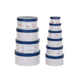 Set di Scatole per Sistemare Impilabili DKD Home Decor Marino Righe Bianco Blu Marino Cartone (37,5 x 37,5 x 18 cm)