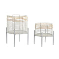 Set di Vasi DKD Home Decor Bianco Naturale Metallo Rattan Quadrato 25 x 25 x 32 cm (2 Unità)