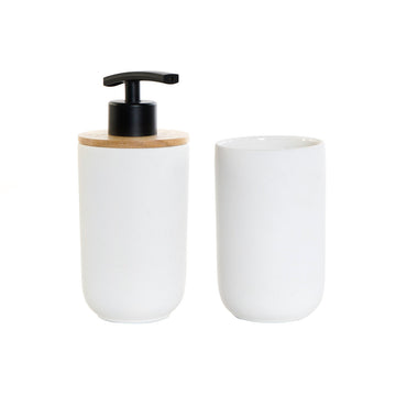 Set da Bagno DKD Home Decor Bianco Bianco/Nero Metallo Bambù Gres Scandinavo 30 x 40 cm 8 x 8 x 18 cm (2 Unità)