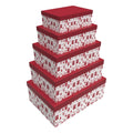 Set di Scatole per Sistemare Impilabili DKD Home Decor Bianco Rosso Cartone Renna 50 x 35 x 25 cm (5 Unità)