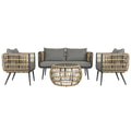 Set Tavolo con 3 Sedie DKD Home Decor Marrone Alluminio rattan sintetico 144 x 67 x 74 cm