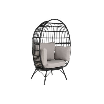 Poltrona da giardino DKD Home Decor Nero Grigio Metallo rattan sintetico 99 x 71 x 147 cm