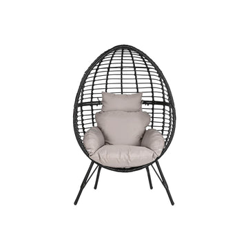 Poltrona da giardino DKD Home Decor 90 x 65 x 151 cm Nero Grigio Metallo rattan sintetico