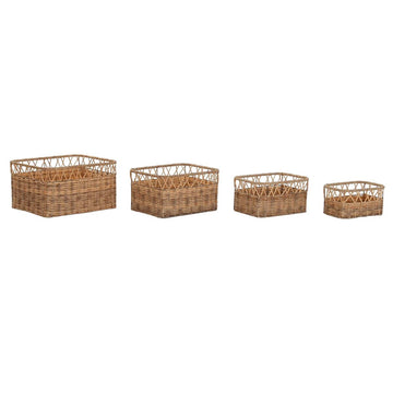 Set di Cestini DKD Home Decor Naturale Metallo Polietilene 42 x 32 x 22 cm 4 Pezzi