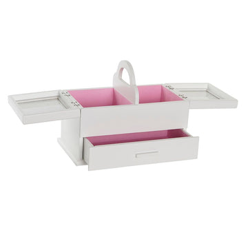 Scatola-Portagioie DKD Home Decor 16 x 17 x 28 cm Bianco Rosa chiaro Legno MDF