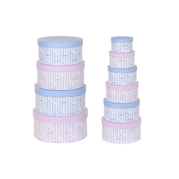 Set di Scatole per Sistemare Impilabili DKD Home Decor Azzurro Rosa Cartone (37,5 x 37,5 x 18 cm)