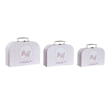 Set di Scatole Decorative DKD Home Decor 28 x 9,5 x 20 cm Rosa Metallo Multicolore Cartone