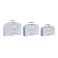 Set di Scatole Decorative DKD Home Decor 28 x 9,5 x 20 cm Azzurro Metallo Multicolore Cartone