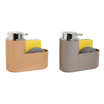 Dispenser di Sapone Home ESPRIT Beige Grigio polistirene ABS 17 x 7,5 x 15 cm (2 Unità)