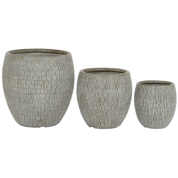 Set di vasi da fiori Home ESPRIT Grigio Fibra di Vetro Magnesio 55 x 55 x 55,5 cm (3 Unità)