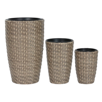 Set di vasi da fiori Home ESPRIT polipropilene Rattan 37 x 37 x 60 cm