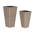 Set di vasi da fiori Home ESPRIT polipropilene Rattan 31 x 31 x 61 cm