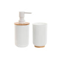 Set da Bagno Home ESPRIT Bianco Naturale Bambù polistirene 7 x 7 x 16 cm