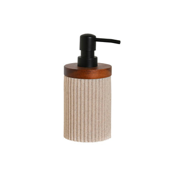 Dispenser di Sapone Home ESPRIT Marrone Nero Beige Resina Acacia 10 x 8 x 17,5 cm