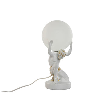 Lampada da tavolo Home ESPRIT Bianco Dorato Resina Plastica 220 V 14 x 14 x 32 cm