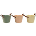 Vaso Home ESPRIT Giallo Verde Rosa chiaro Poliuretano Metallo 20 x 20 x 14 cm (3 Unità)