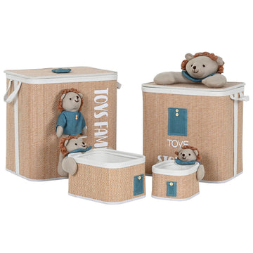 Cesto per i Panni Sporchi Home ESPRIT Verde Naturale Per bambini 44 x 44 x 45 cm 4 Pezzi