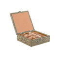 Scatola-Portagioie Home ESPRIT Bianco Champagne Legno Alluminio 18 x 18 x 6 cm