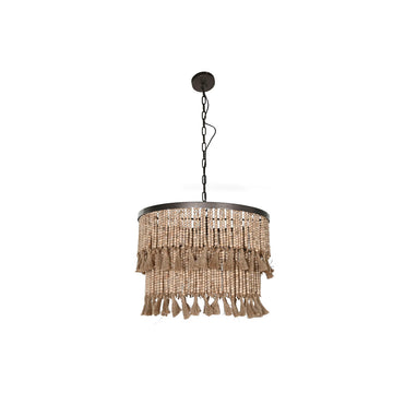 Lampadario Home ESPRIT Marrone Naturale Legno Metallo 50 W 61 x 61 x 117 cm