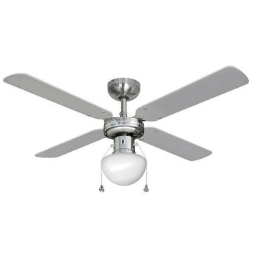 Ventilatore da Soffitto con Luce EDM 33801 Caribe Argentato 50 W