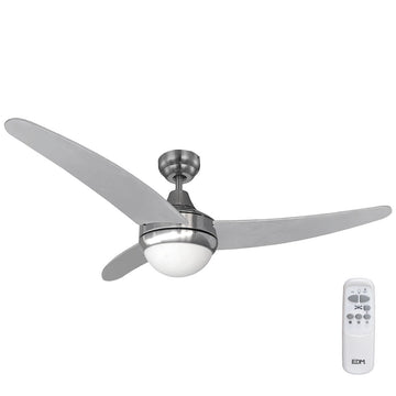 Ventilatore da Soffitto con Luce EDM 33804 Egeo Argentato 60 W