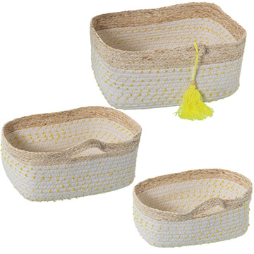 Set di Cesti Alexandra House Living 03775 Bianco vimini Rattan Fibra naturale (3 Unità)