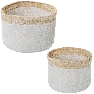 Set di Cesti Alexandra House Living 03778 Bianco vimini Rattan Fibra naturale (2 Unità)