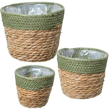 Set di vasi da fiori Alexandra House Living Marrone Rattan Fibra naturale 3 Pezzi