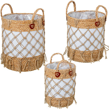 Set di Cesti Alexandra House Living 03792 Bianco vimini Rattan Fibra naturale (3 Unità)