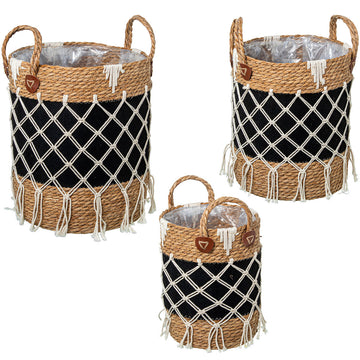 Set di Cesti Alexandra House Living 03793 Nero vimini Rattan Fibra naturale (3 Unità)