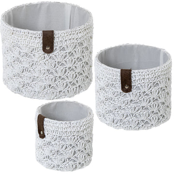 Set di Cesti Alexandra House Living 03816 Bianco vimini Rattan Fibra naturale (3 Unità)