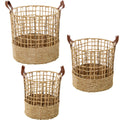 Set di Cesti Alexandra House Living 03848 Marrone Legno vimini Rattan Ecopelle (3 Unità)