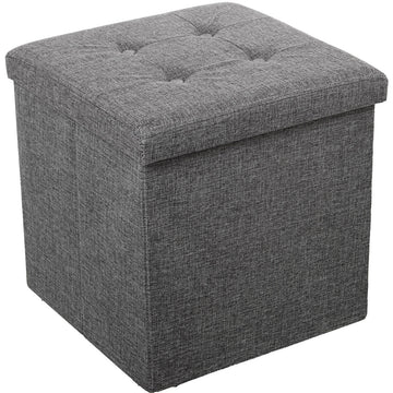 Puff Smontabile Alexandra House Living Grigio Tessile Ecopelle 45 x 45 x 45 cm