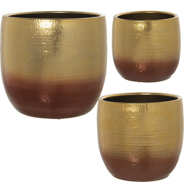 Set di vasi da fiori Alexandra House Living Oro Ceramica 3 Pezzi