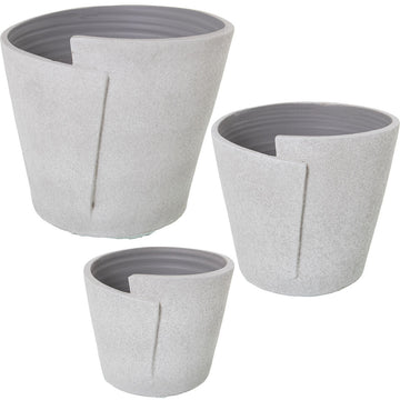 Set di vasi da fiori Alexandra House Living Bianco Grigio Ceramica (3 Pezzi)