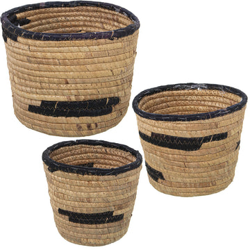 Set di vasi da fiori Alexandra House Living Marrone Rattan Fibra naturale 3 Pezzi