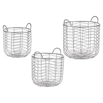 Set di Cesti Argentato Metallo (3 pcs)